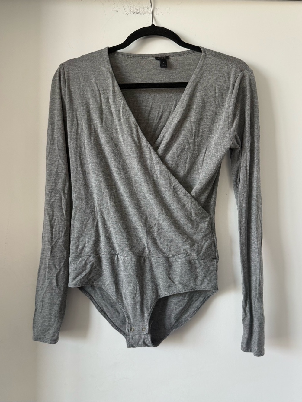 J. Crew Gray Long-Sleeve Wrap Bodysuit
